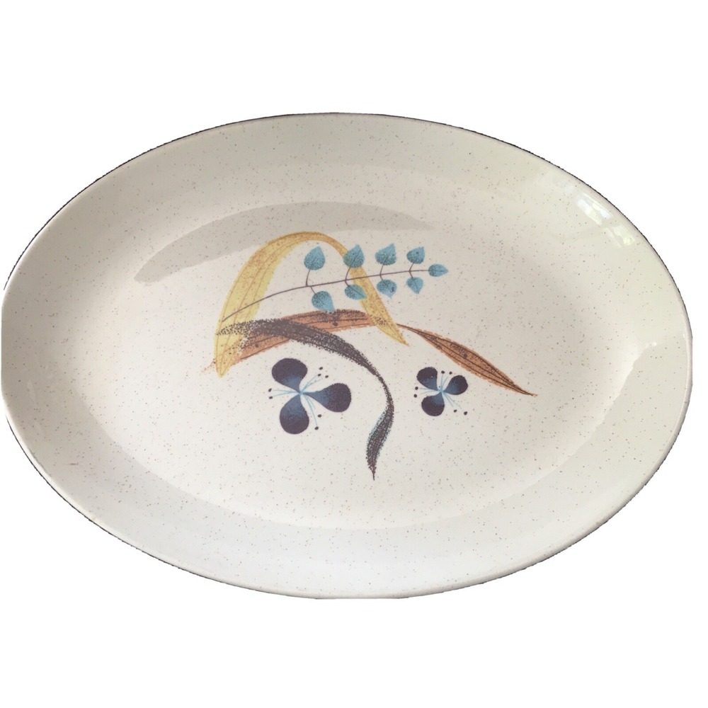 Rare Vernon ware Frolic California Pottery Abstract Flowers platter 13 3/8"
